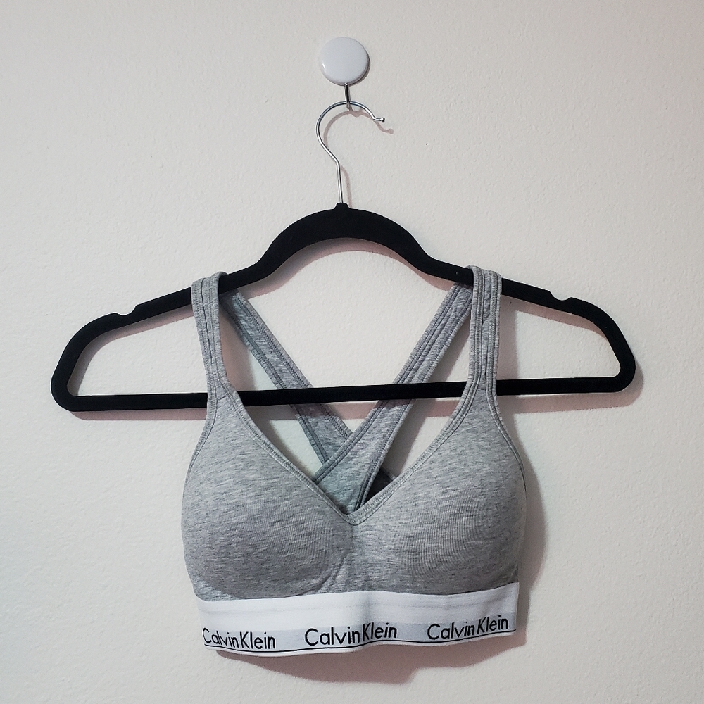 Calvin Klein Grey Padded Sports Bra Bralette Size Small